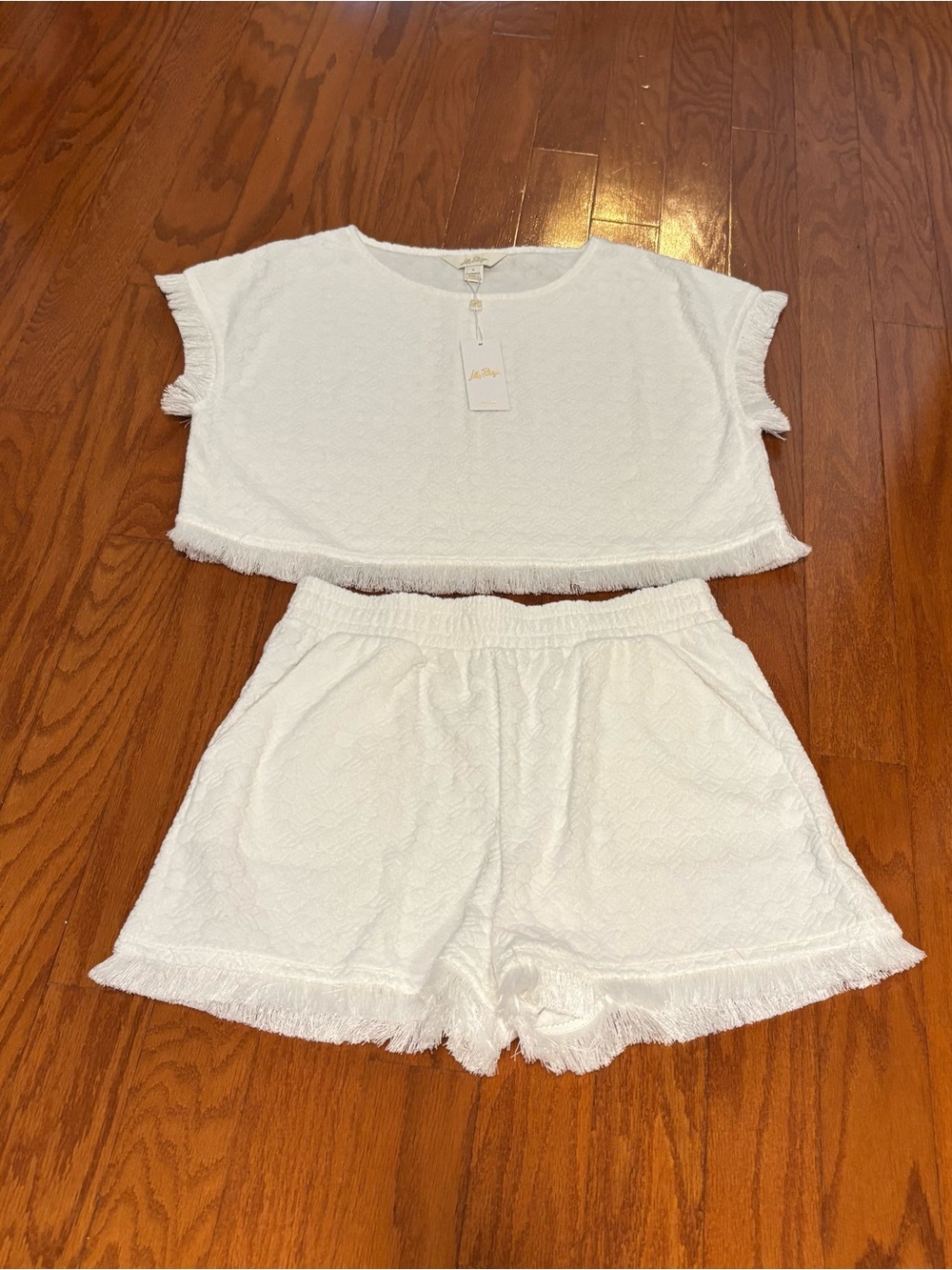 Lily Pulitzer White Terry Fringe Two-Piece Set